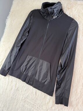 Under Armour Womens Full Zip Fitted Jacket S Black Running Gym All Season Gear